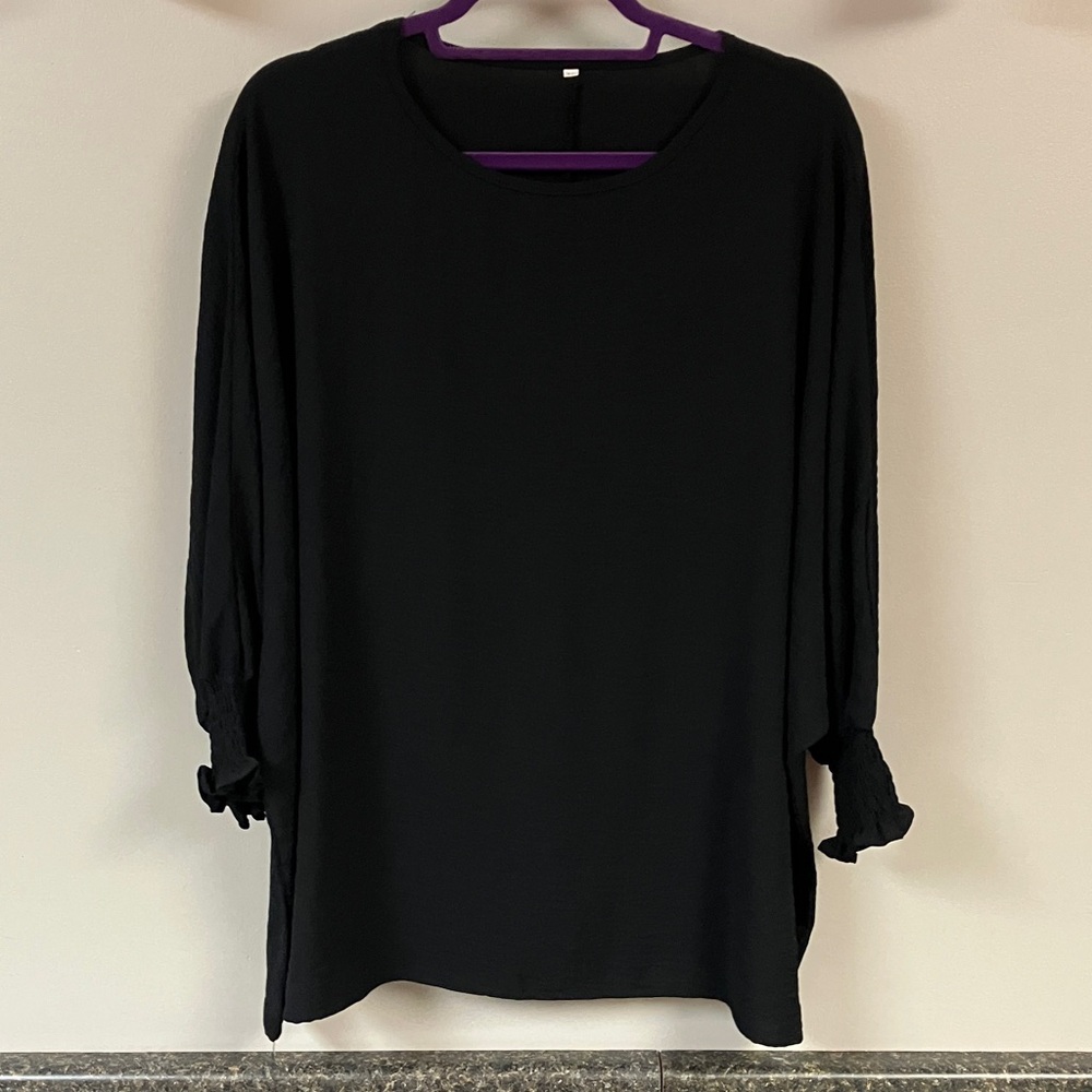 dressy black shirt with smocked cuffs xl runs large like 2x
